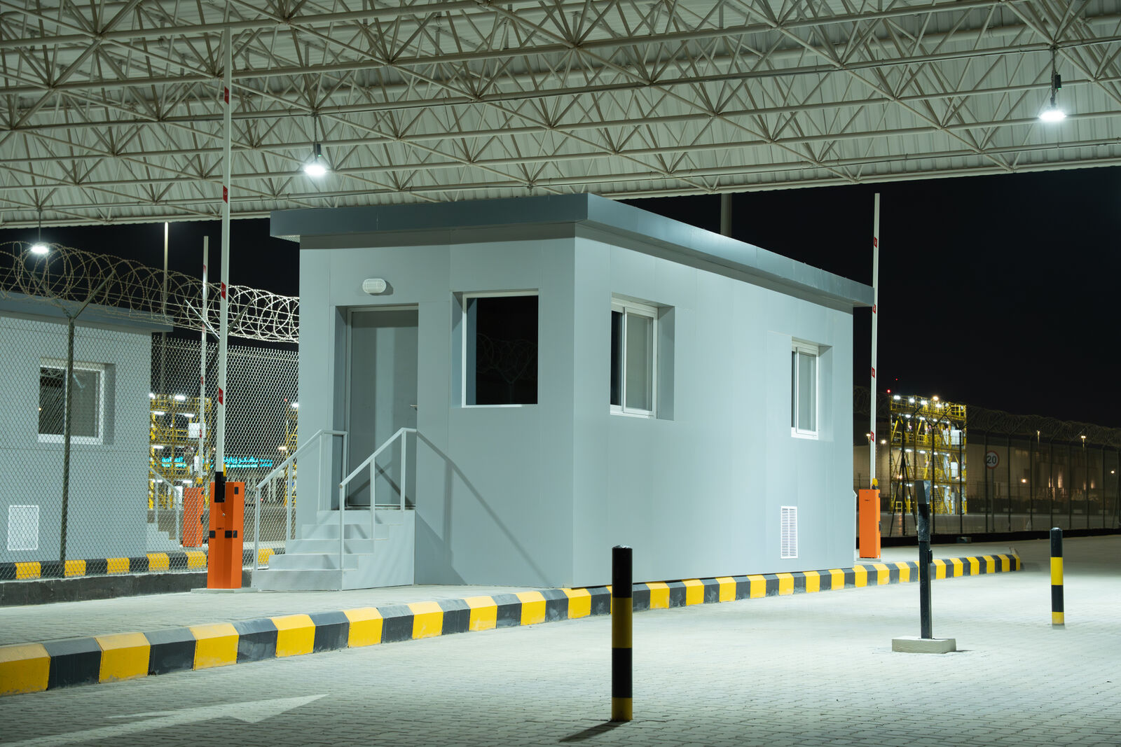 Security checkpoint at night