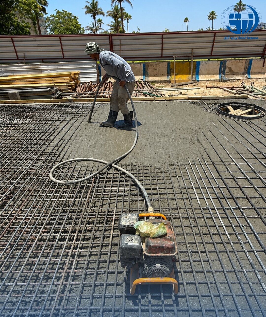 Power float finishing of concrete slab