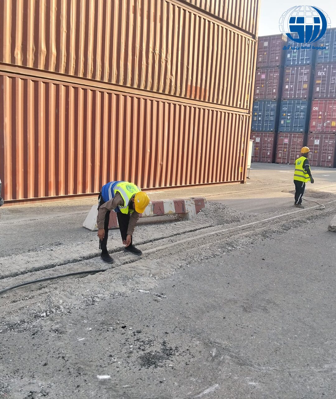 Quayside civil works at container terminal