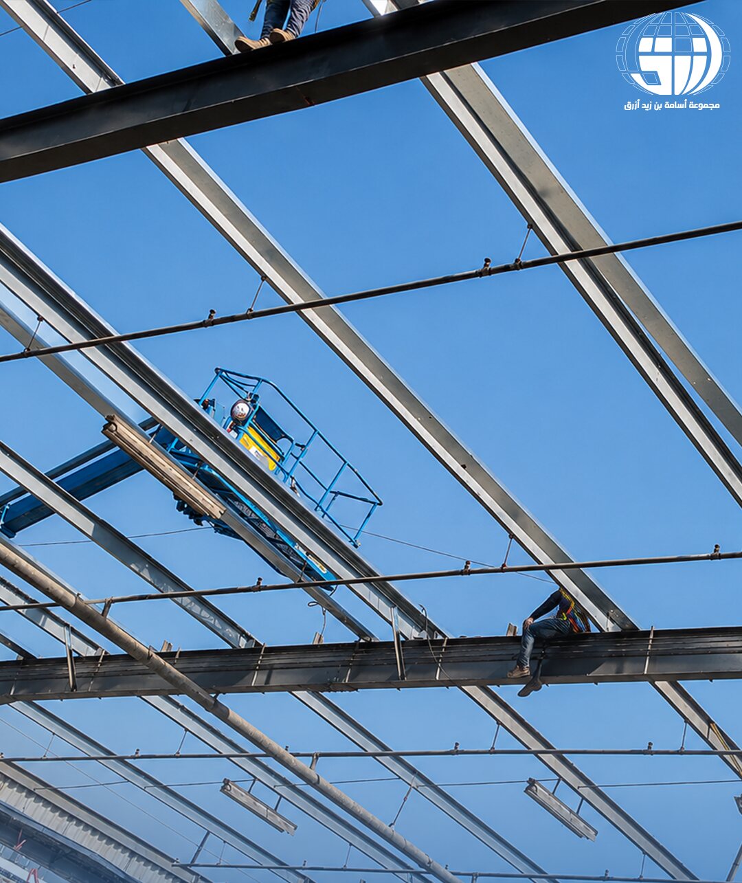 Boom lift access for roof replacement works