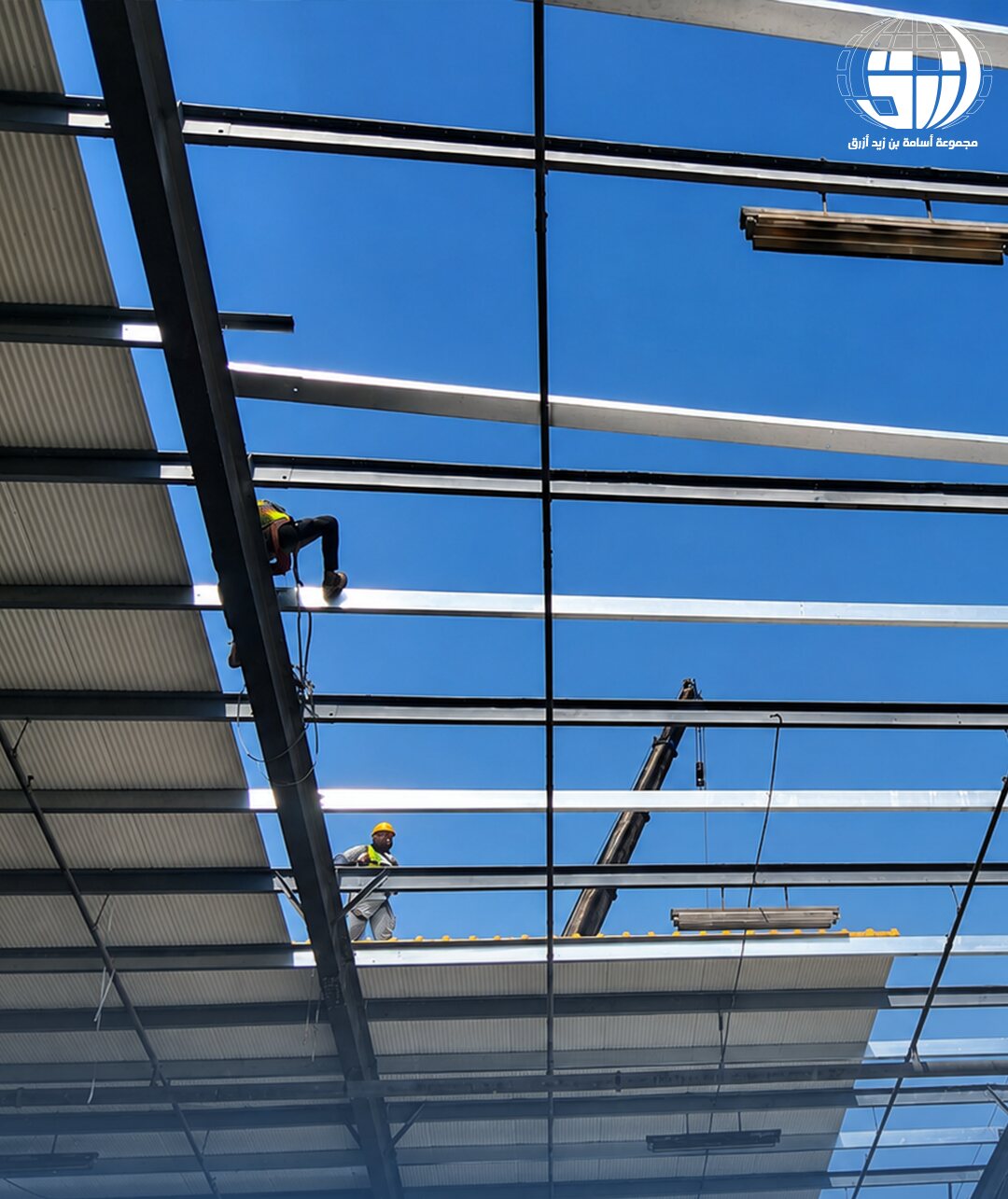 Roof sheeting replacement in progress
