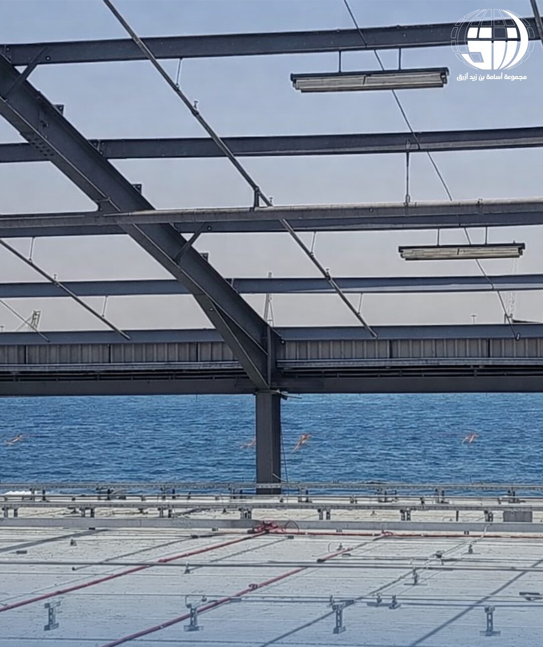 Steel structure over the waterfront