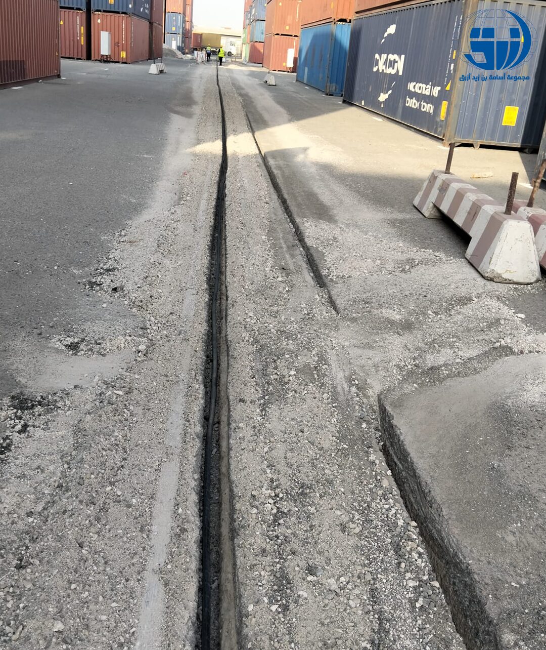 Cable trench works in the container yard