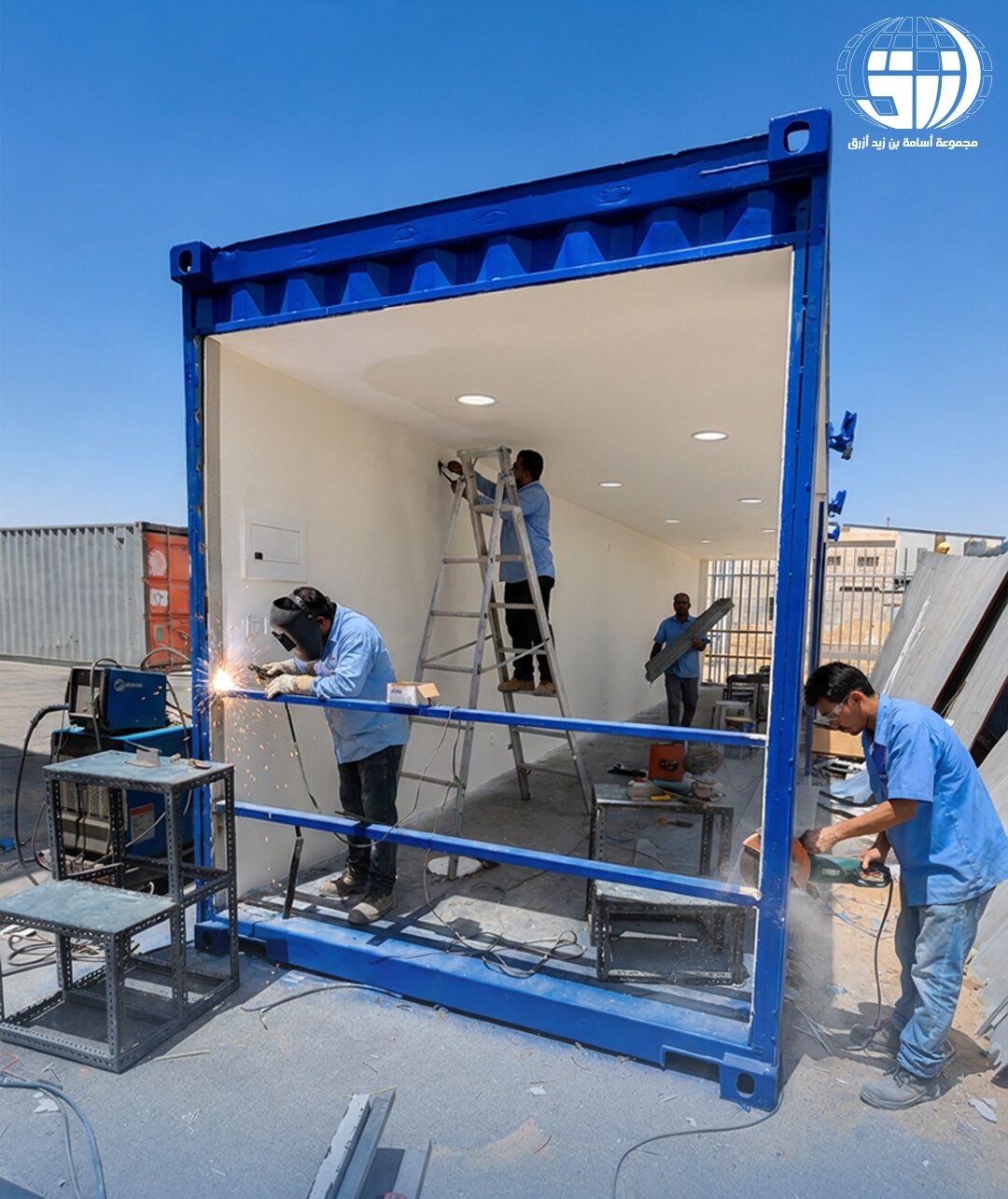 Cabin fit-out crew at work