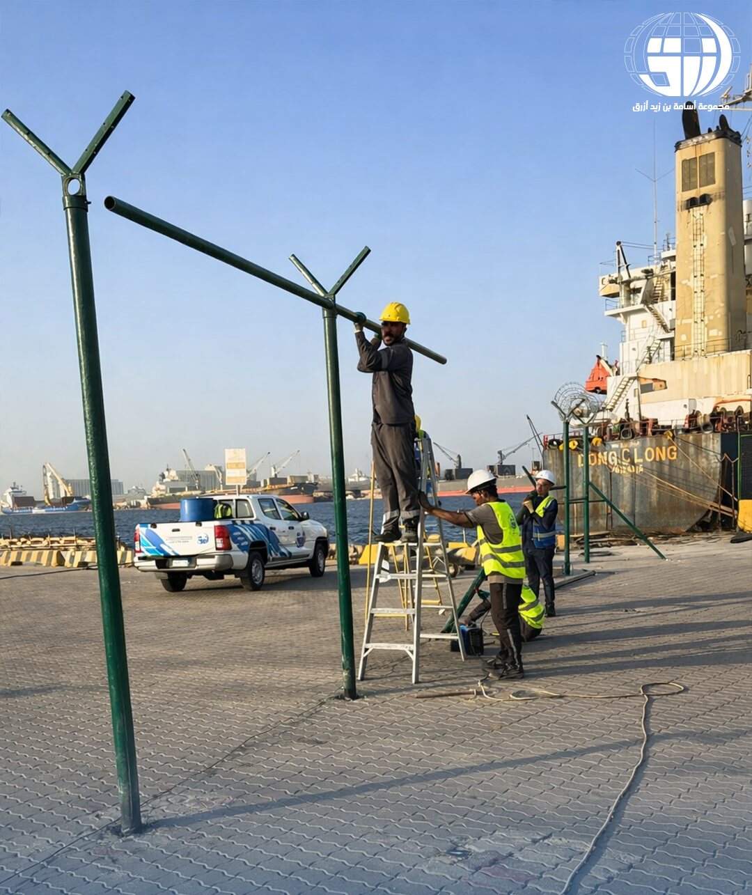 High-mast lighting tower installation