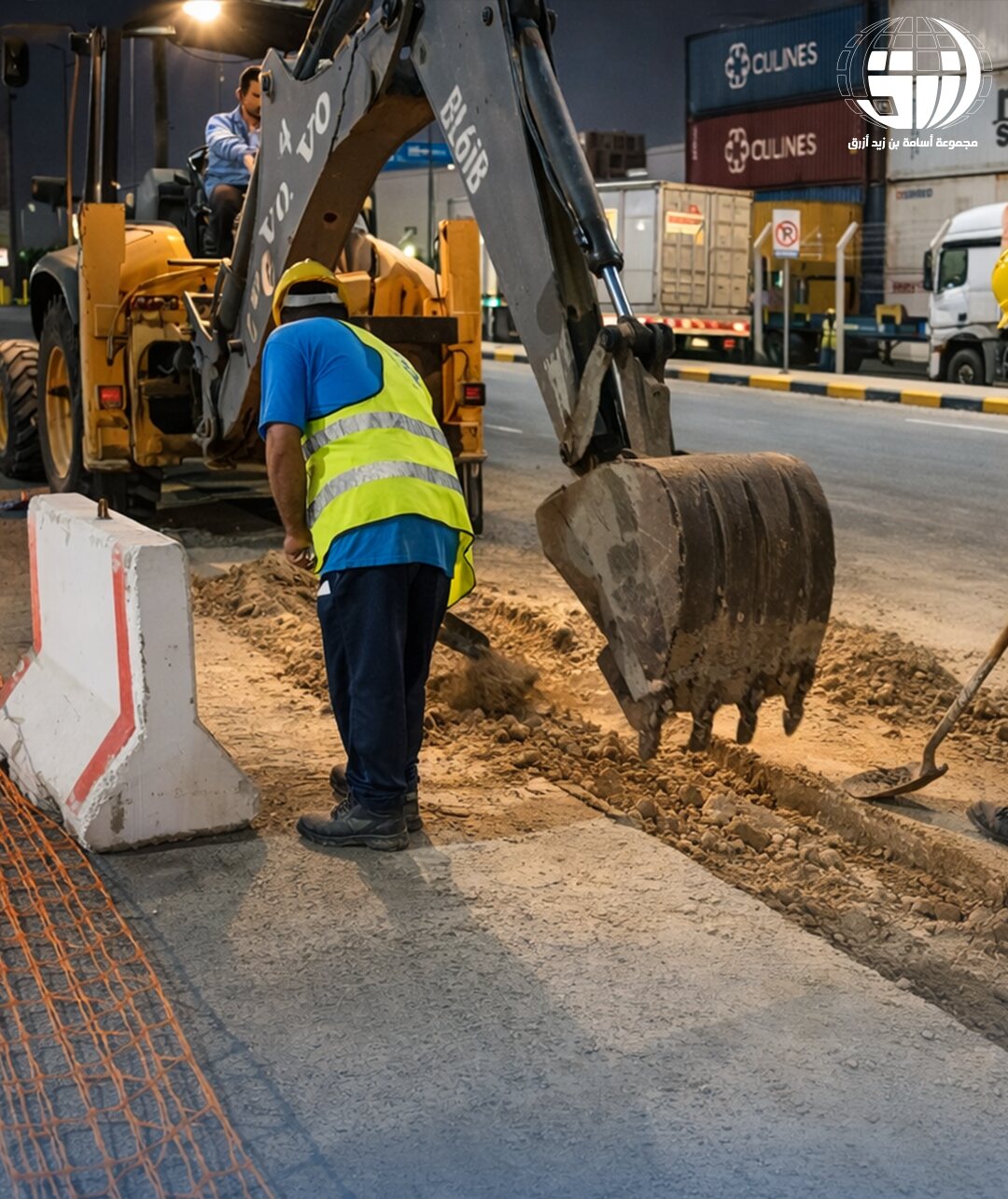 Excavation for lighting and power cabling